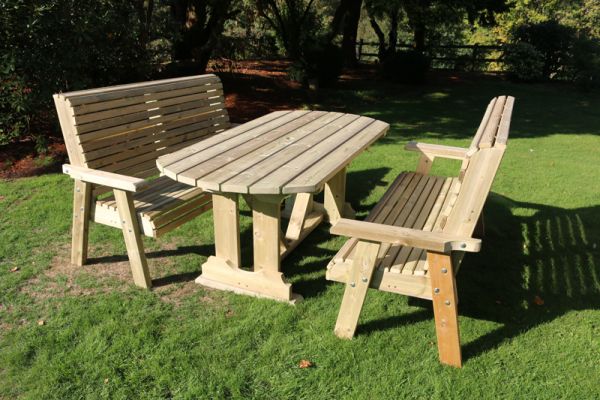 Ergo Table Bench Set Sits 6 Wooden, Wooden Garden Table Bench And Chairs