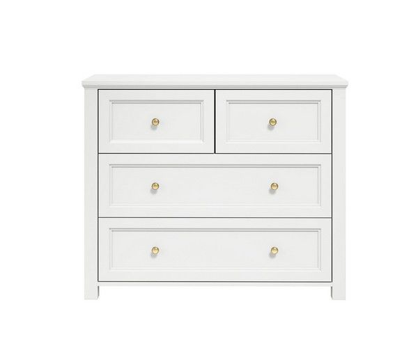 Ives Chest - Engineered Wood/Metal - L45 x W100 x H75 cm - White/Antique Brass