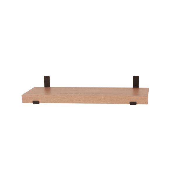 Jackson 60 cm Chunky Shelf with Sit on Brackets - Metal - L20 x W60 x H3.8 cm - Oak Effect