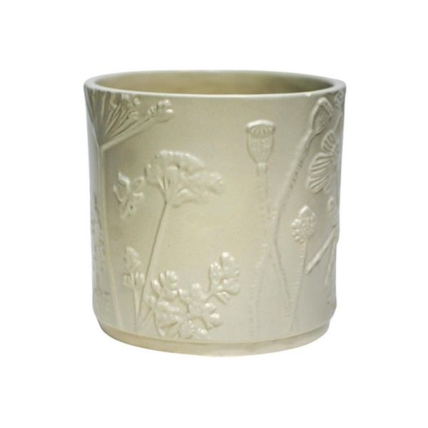 Kew Meadow Planter - Stoneware - L24 x W24 x H24 cm - Ivory