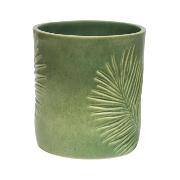 Kew Sago Palm Planter - Stoneware - L16.5 x W16.5 x H18 cm - Olive