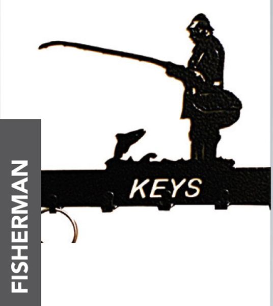 Fisherman Key Holder - Rack - Solid Steel - W15 x H9 cm - Black