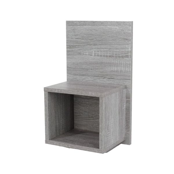 Kelly Wall-Hanging Open Compact Bedside Tables - Metal - L50 x W30 x H21.3 cm - Grey Oak Effect - Flat Packed