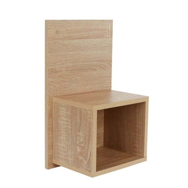 Kelly Wall-Hanging Open Compact Bedside Tables - Metal - L50 x W30 x H21.3 cm - Oak Effect - Flat Packed
