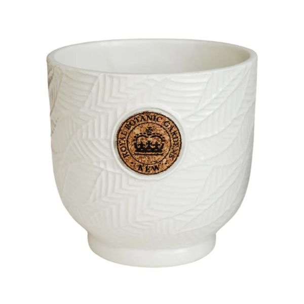 Kew Leaf Embossed Cork Planter - Ceramic - L23 x W23 x H22 cm - Ivory