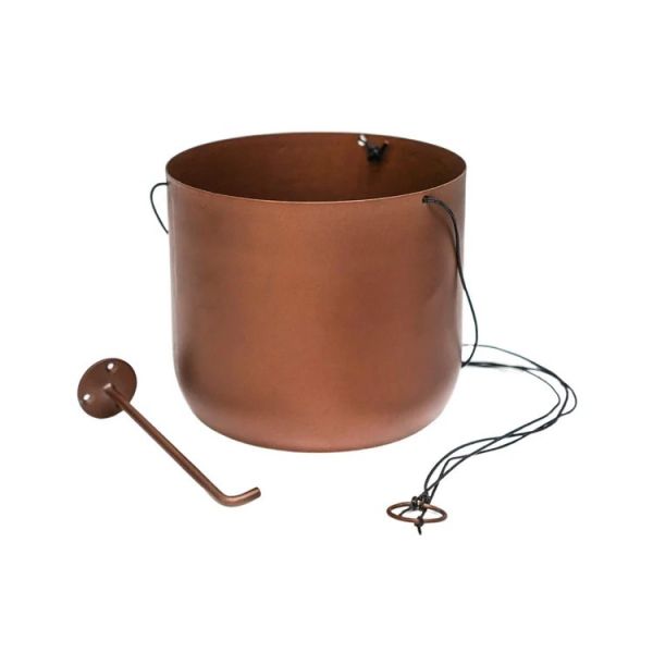 Kew Hanging Planter Large with Hook - Metal - L17 x W17 x H15.5 cm - Matt Copper