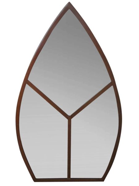 Leaf Arch Outdoor Mirror - Glass - L1.5 x W50 x H90 cm - Natural Rust