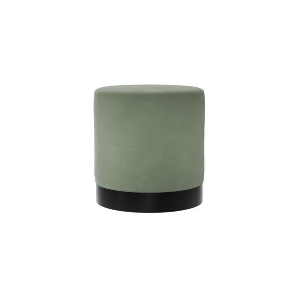 Lara Small Pouffe - Velvet/Metal - L41.5 x W41.5 x H44 cm - Sage/Black Matte