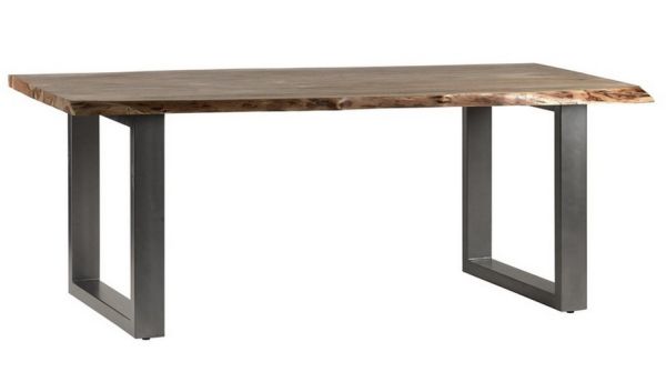 Baltic Live Edge Dining Table - Metal/Acacia Solid Wood - L90 x W200 x H76 cm