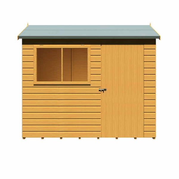 8 x 6 Feet Lewis Single Door Reverse Apex Style C Shed - L196.3 x W251.4 x H212.7 cm