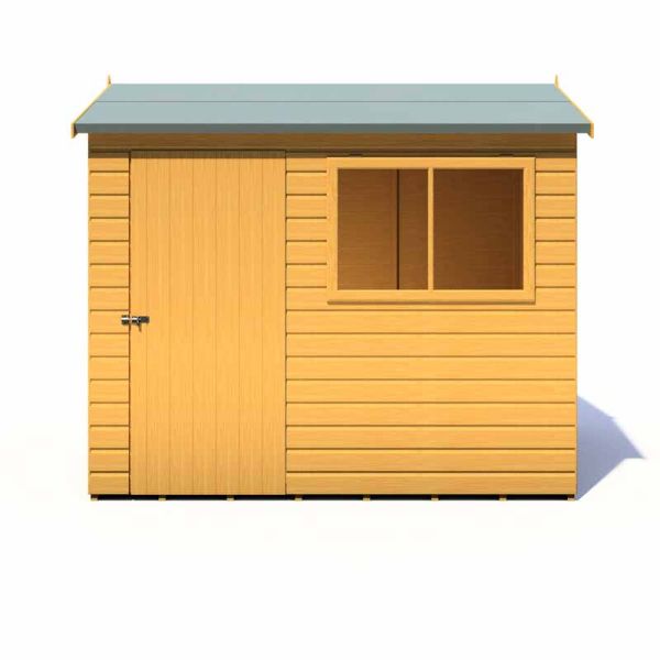 Lewis 8 x 6 Feet Single Door Reverse Apex Style D Shed - L196.3 x W251.4 x H212.7 cm