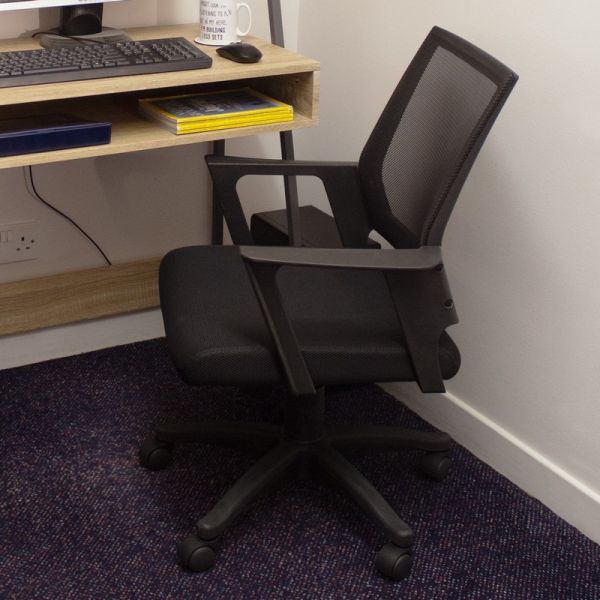 Loft Side Storage Study Desk with Metal Legs and Plastic Office Chair - Oak/Black Mesh