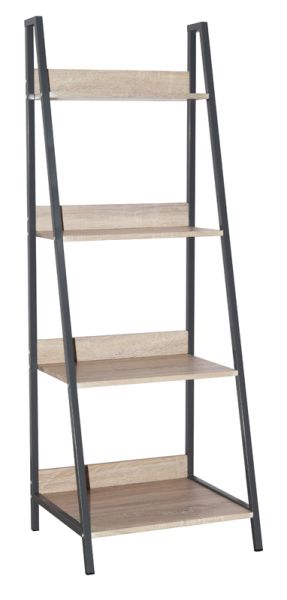 Ladder Bookcase Unit with Metal Frames - Metal - 52 x 46 x 146 cm - Oak/Grey