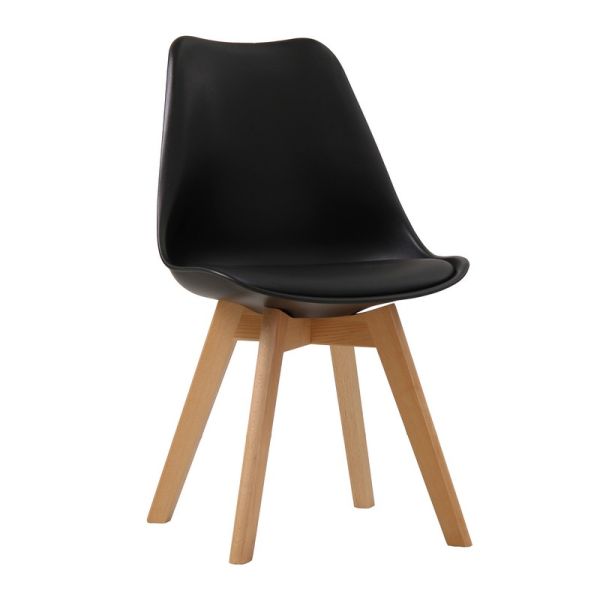 Louvre Chair (Pack of 2) - Plastic/Wood - L48.5 x W55.5 x H81 cm - Black