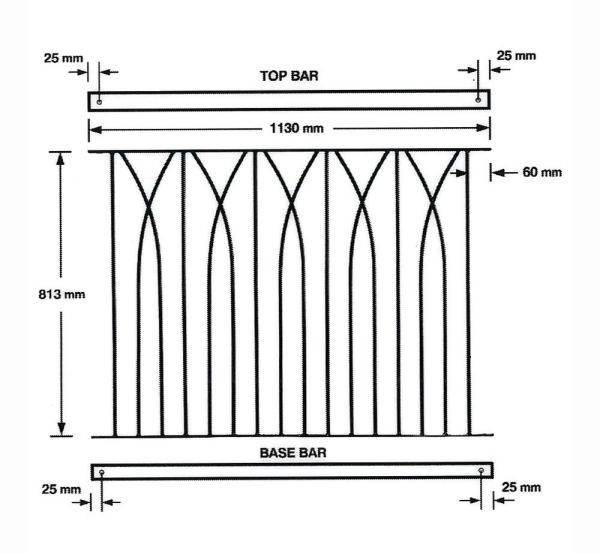 Deco Decking Fence Panel - Solid Steel - FIts Gap of 1130 mm x 813 mm High - Electro Galvanised/Black Powder Coated