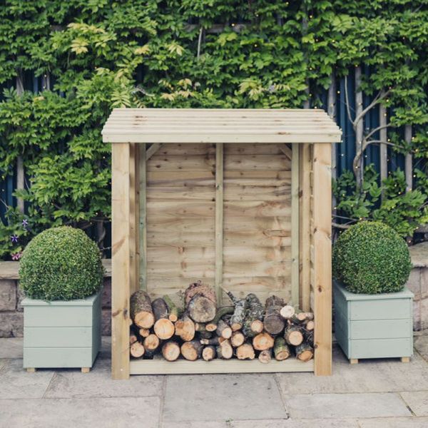 Heavy Duty Logstore Outdoor Fire Wood Kindling and Log Shelter - Timber - L60 x W150 x H120 cm - Minimal Assembly Required