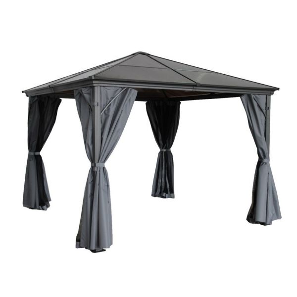 Lugano Polycarbonate Gazebo - H265 x W300 x L300 cm - Grey