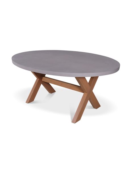 Luna 180 x 130 cm Ellipse Concrete Table - L180 x W130 x H75 cm -Warm Grey