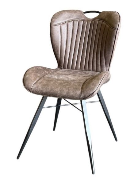 Mala Dining Fabric Chair with Metal Legs (Set of 2) - Brown/Black - Assembly Required