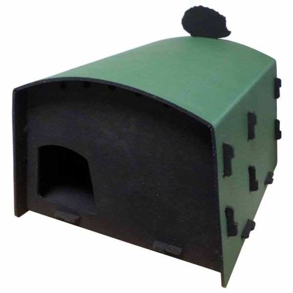Eco Hedgehog Feeder Station Box - Lasts Forever Eco Friendly - Plastic - L46 x W51 x H33 cm - Green/Black
