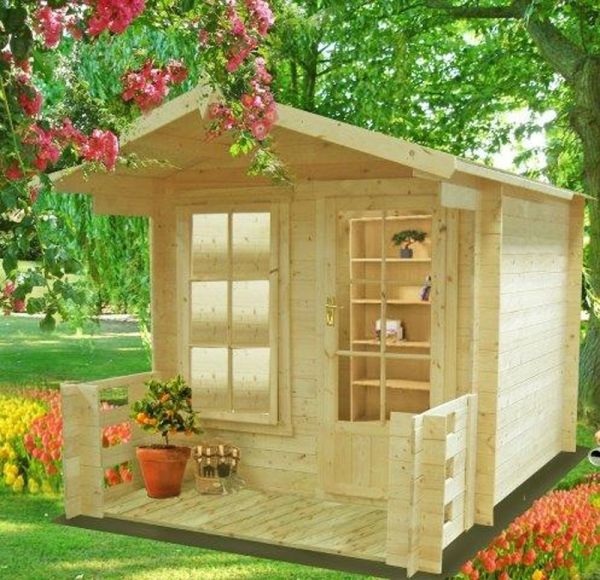 Maulden with veranda Log Cabin Home Office Garden Room Approx 9 x 9 Feet