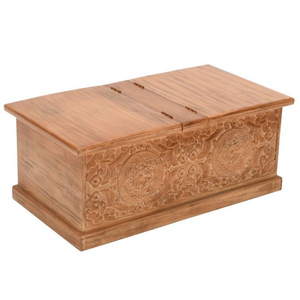 Artwork Coffee Table/Blanket Box - Solid Mango Wood - L55 x W100 x H40 cm