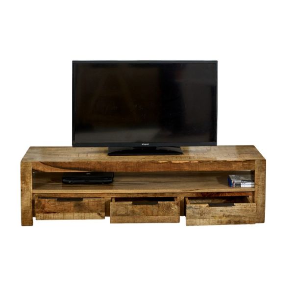 Surrey Large TV with 3 Drawers - Solid Mango Wood - L40 x W150 x H40 cm