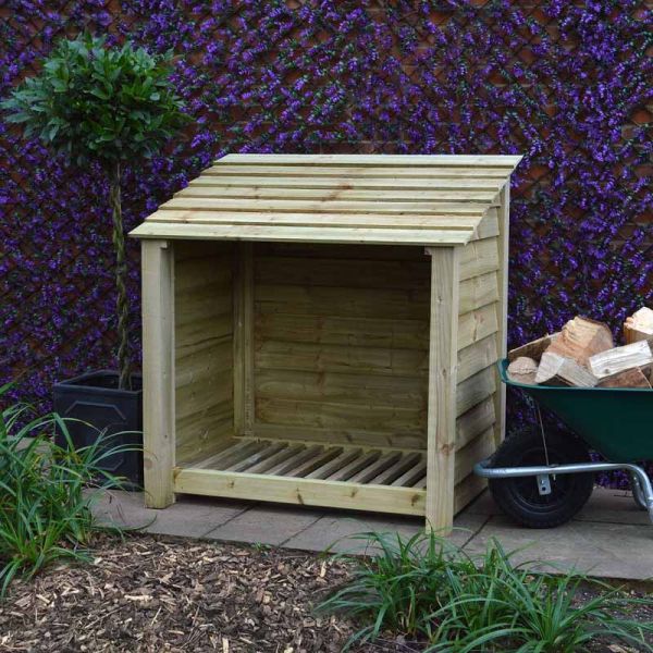 Greetham 4ft Log Store - L80 x W123 x H128 cm - Light Green