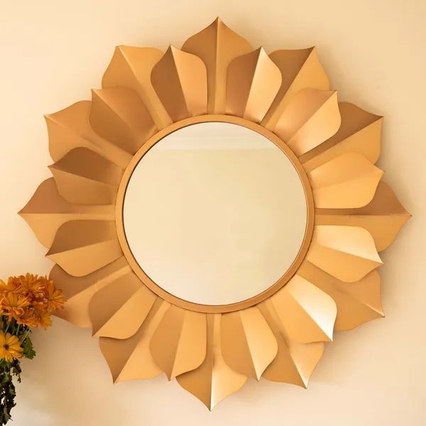 Mirror - L80 x W7.5 x H80 cm - Light Blue/Copper