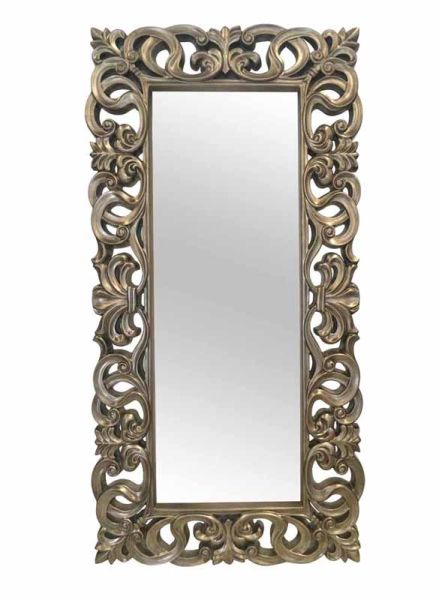 Ornate Leaner Mirror - Iron/Glass - L89 x W4.5 x H179 cm - Silver