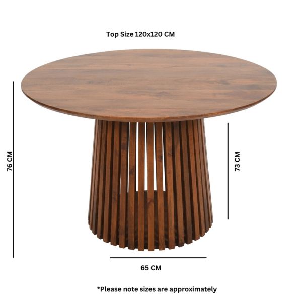 Slatted to Seater Round Dining Table Mango Wood L120 x