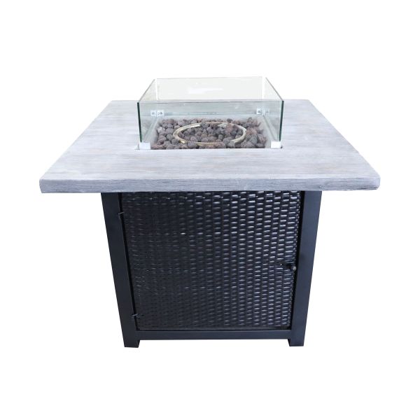  Outdoor 33 Inch large Square Wood Propane Gas Fire Pit - Dark Brown - 86 x 70 x 70 cm