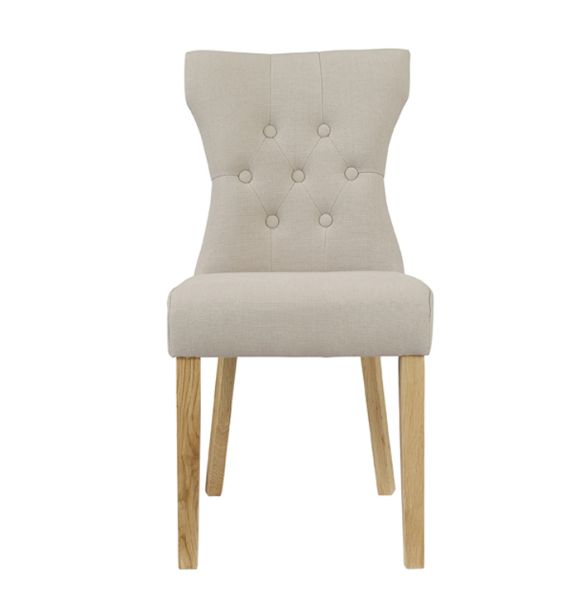 Naples Dining Chair (Pack of 2) - Linen Fabric - L63 x W46 x H92 cm - Beige