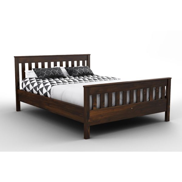 Double Size Bed - Wood - L197 x W146 x H96 cm - Walnut