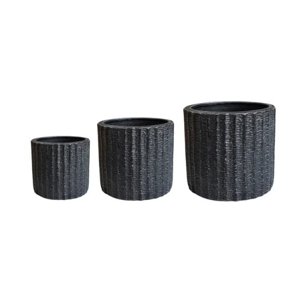 Outdoor Charleston Textured Planter (Set of 3) - Ceramic - Anthracite