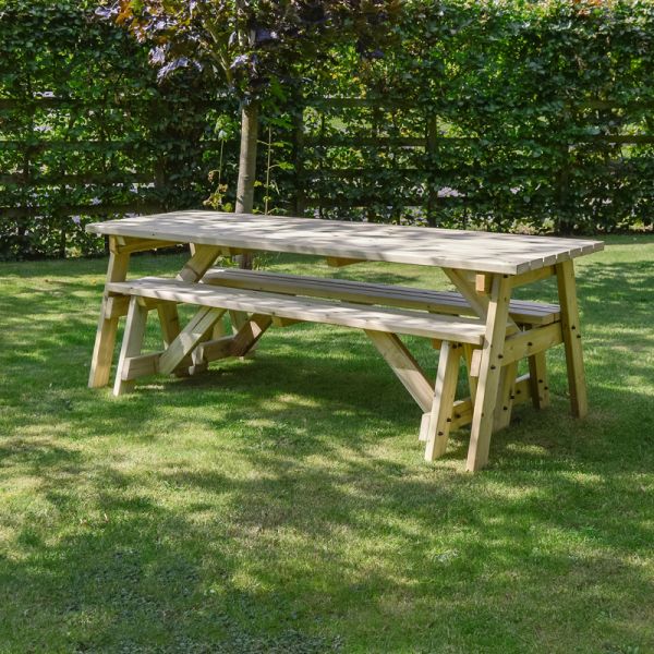 Oakham 6ft Picnic Table and Bench Set - L183 x W91 x H72 cm - Light Green