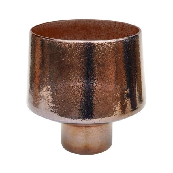 Opulent Curved Metallic Planter - Glass - L20 x W20 x H20 cm - Bronze