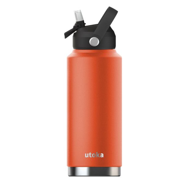 Utoka Atlas Bottle 32oz (946 ml) - Stainless Steel - L3 x W3 x H8 cm - Burnt Orange 