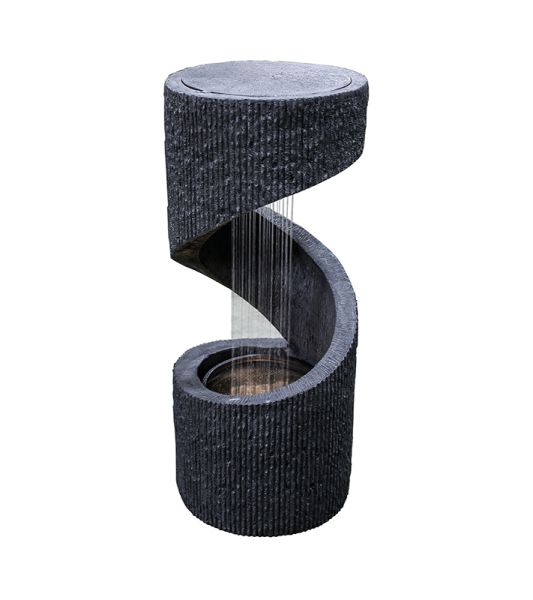 Outdoor Spiral Water Feature - Polyresin - L35 x W35 x H82 cm - Granite
