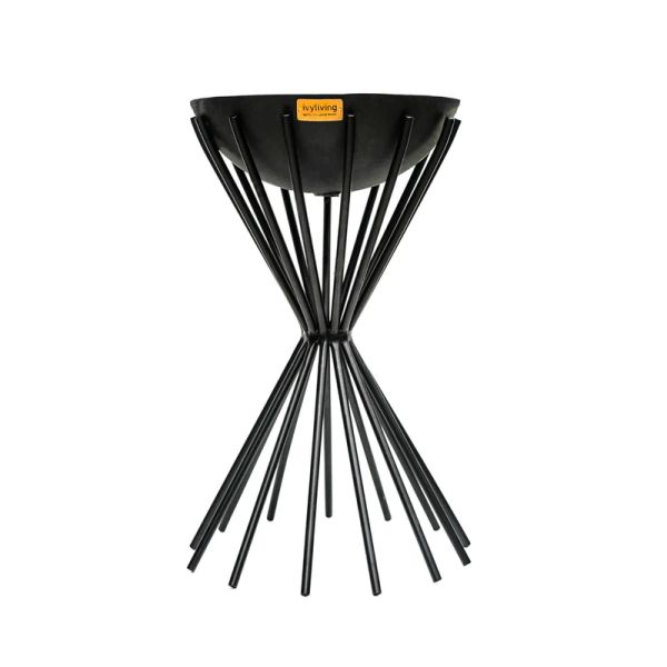 Outdoor Tall Metal Dakota Fire Pit - Metal - L39.5 x W38 x H65 cm - Black