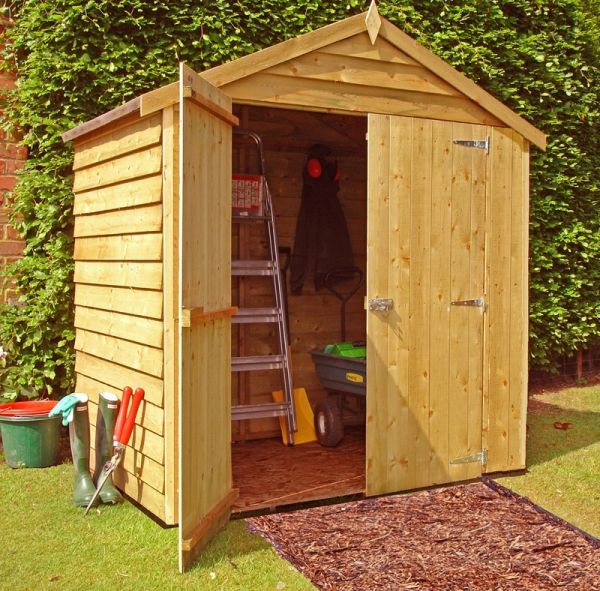 4 x 6 Feet Overlap Double Door Garden Shed - Dip Treated