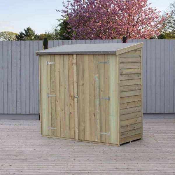 Overlap 6 x 3 Feet Pressure Treated Pent Shed Double Door