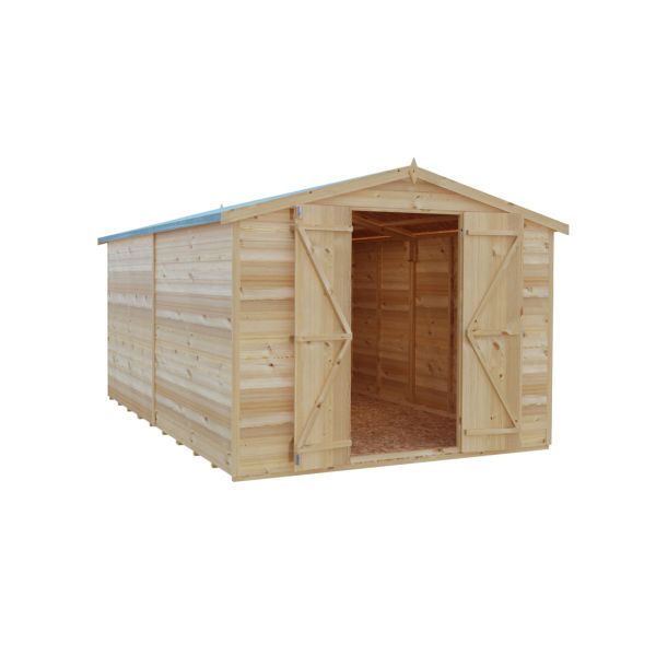 Overlap 12 x 8 Dip Treated Apex Shed Double Door No windows