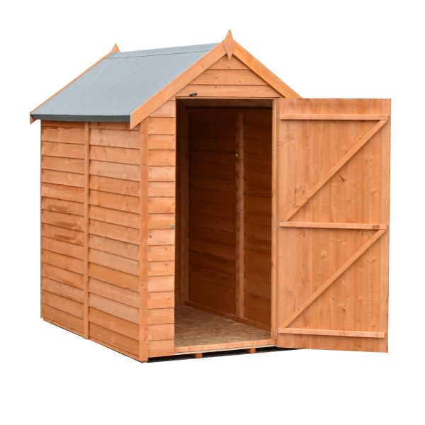 6 x 4 Feet Overlap Dip Treated Value Range Apex Shed Single Door
