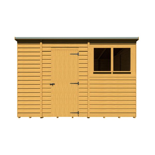 Overlap 10 x 6 Feet Single Door Dip Treated Pent Shed - L183 x W299 x H205.6 cm
