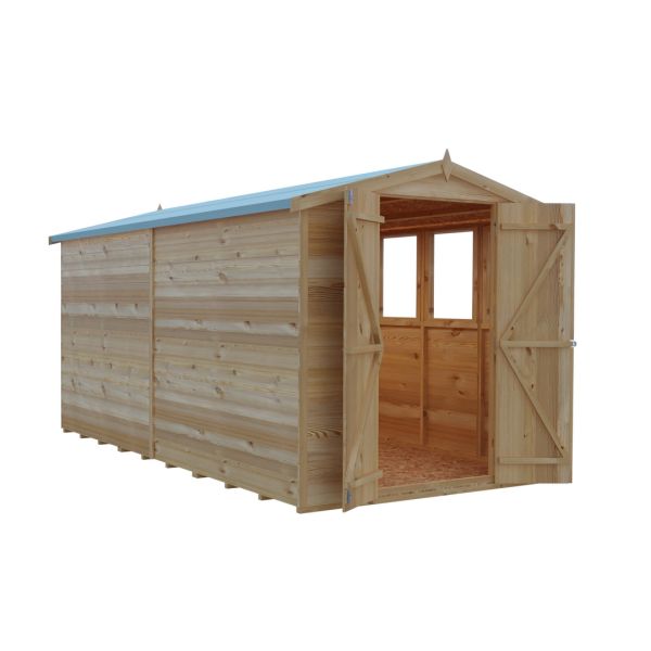 Overlap Double Door Garden Shed - Dip Treated Approx 12 x 6 Feet