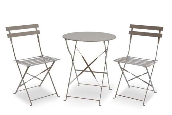 Padstow Folding Bistro Set - Steel - Champange