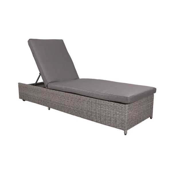 Paris Sun Lounger with Multi Position Backrest - Aluminium/Rattan Weave - L208 x W65 x H30 cm
