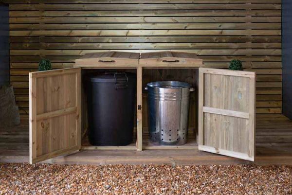 Paythorne Dustbin Store Double - Timber - L64 x W122.4 x H88 cm