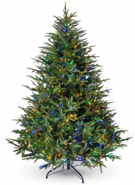 St Nicholas Spruce 7.5ft Tree 1000 Dual LED Artificial Plant, Christmas Decoration, Artificial Christmas Tree